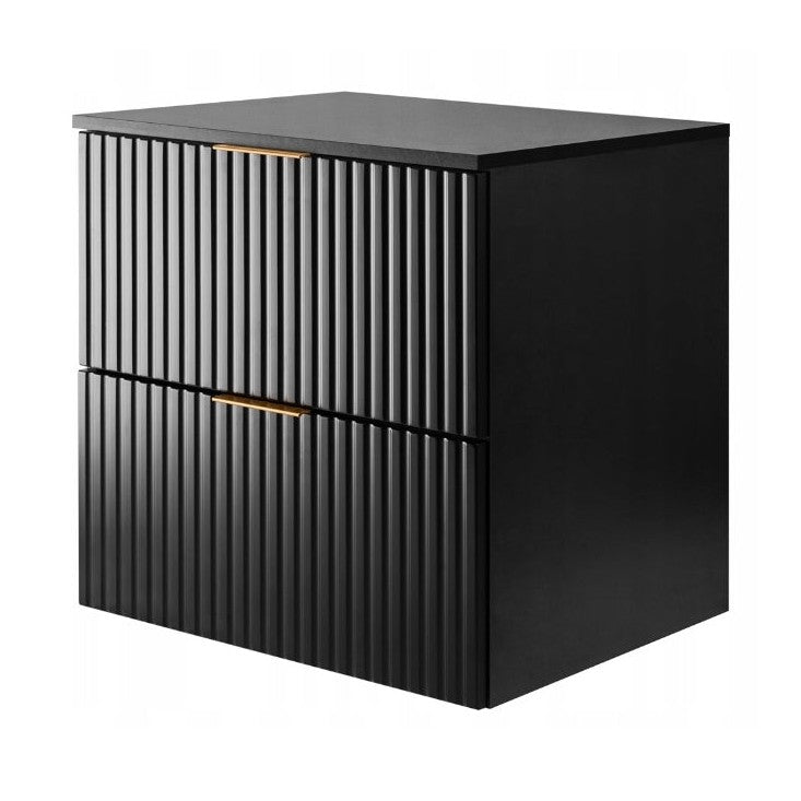 Flow 2 Drawer Bathroom Vanity Cabinet 60 cm with Worktop - Black