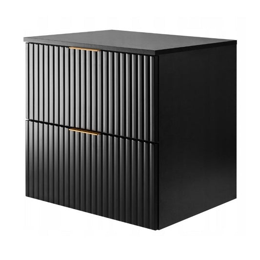 Flow 2 Drawer Bathroom Vanity Cabinet 60 cm with Worktop - Black