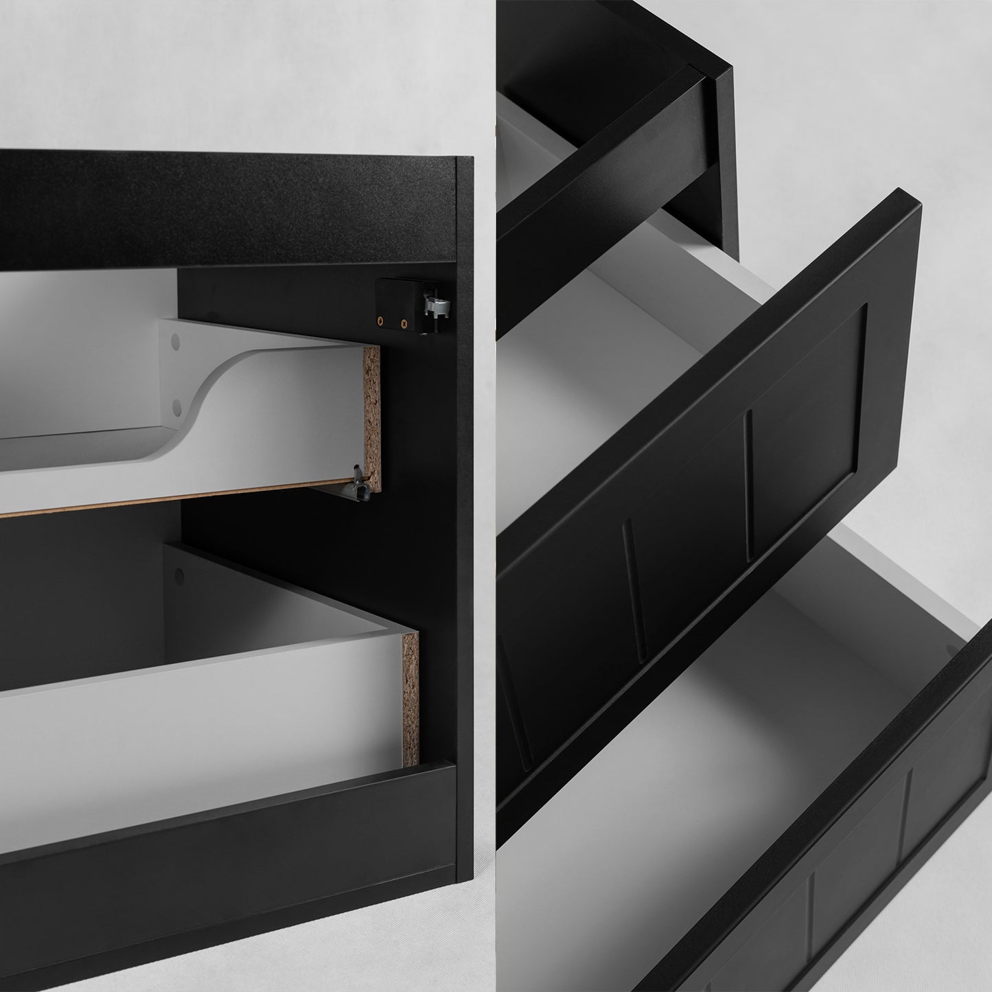 Gusto Scandi Style 2 Drawer Wall Cabinet Vanity Unit with Worktop 80cm - Black