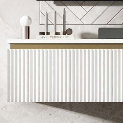 Selene Modern Ribbed-Texture Wide Wall-Mounted TV Unit with Storage - White