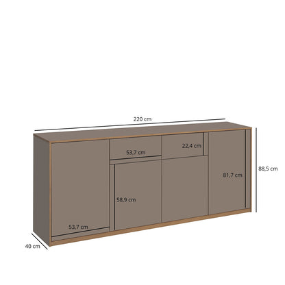 Complex Sideboard with Storage and 2 Drawers Modern Style - Grey