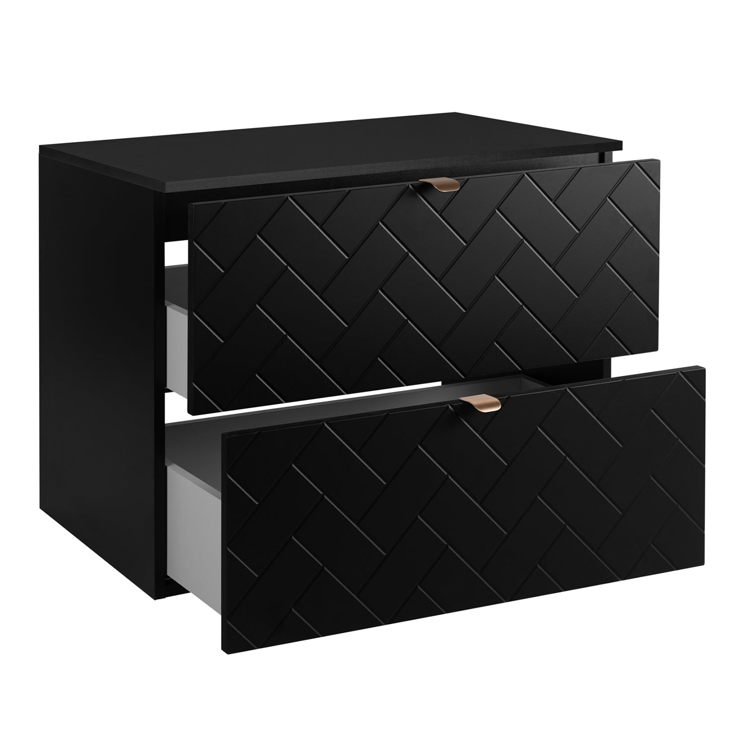 Trend Herringbone Pattern Door 80cm Bathroom Cabinet Vanity Unit with Worktop - Black