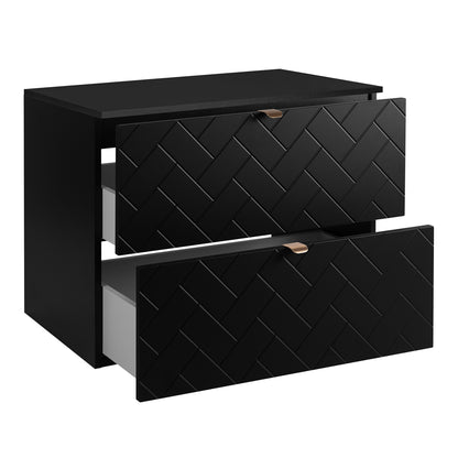 Trend Herringbone Pattern Door 80cm Bathroom Cabinet Vanity Unit with Worktop - Black