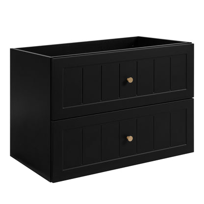 Gusto Scandi Style 2 Drawer Wall Cabinet Vanity Unit with Worktop 80cm - Black