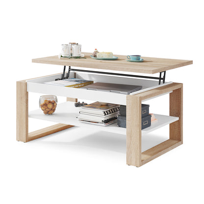 NUO Lift Top Coffee Table Contemporary Style - Sonoma Oak / White Matt