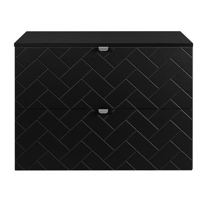 Trend Herringbone Pattern Door 80cm Bathroom Cabinet Vanity Unit with Worktop - Black