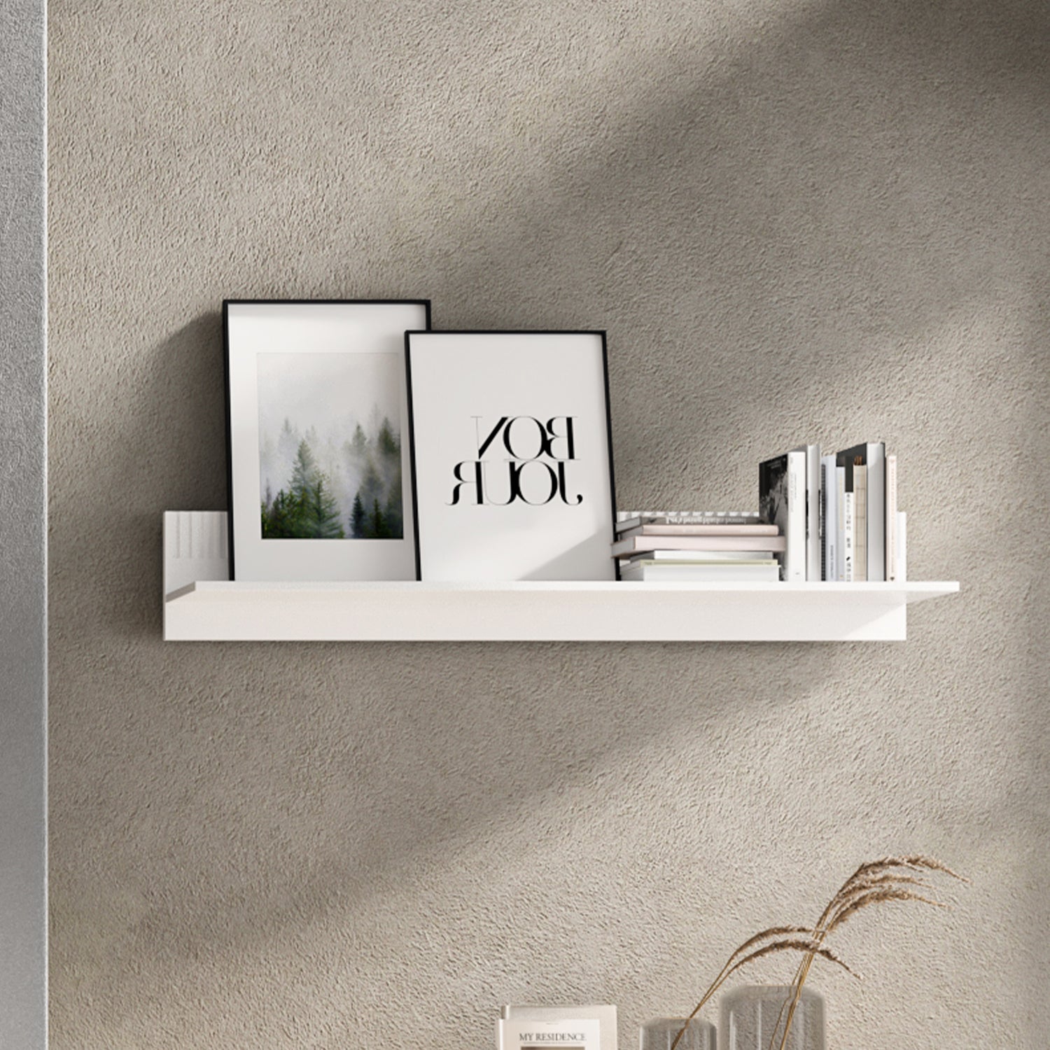 Velutto Shelf Contemporary Style - White / Evoke Oak
