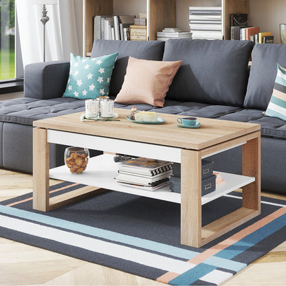 NUO Lift Top Coffee Table Contemporary Style - Sonoma Oak / White Matt