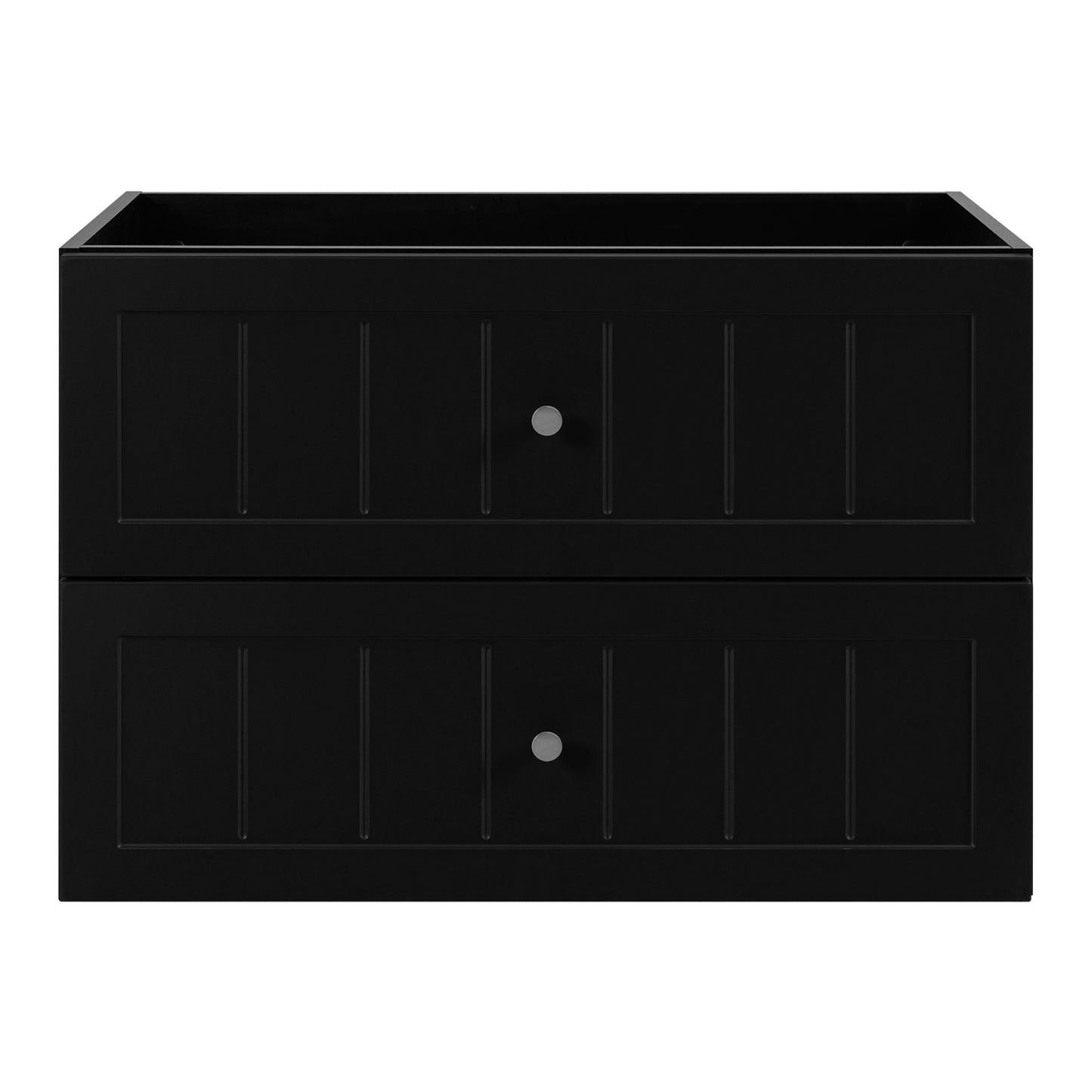 Gusto Scandi Style 2 Drawer Wall Cabinet Vanity Unit with Worktop 80cm - Black