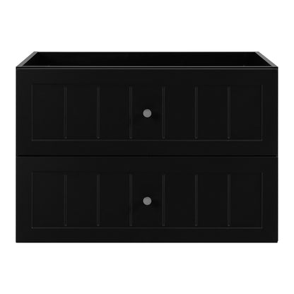 Gusto Scandi Style 2 Drawer Wall Cabinet Vanity Unit with Worktop 80cm - Black