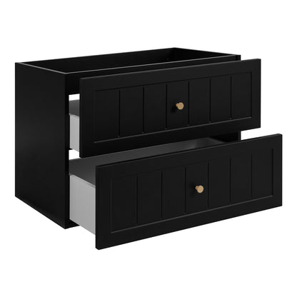 Gusto Scandi Style 2 Drawer Wall Cabinet Vanity Unit with Worktop 80cm - Black