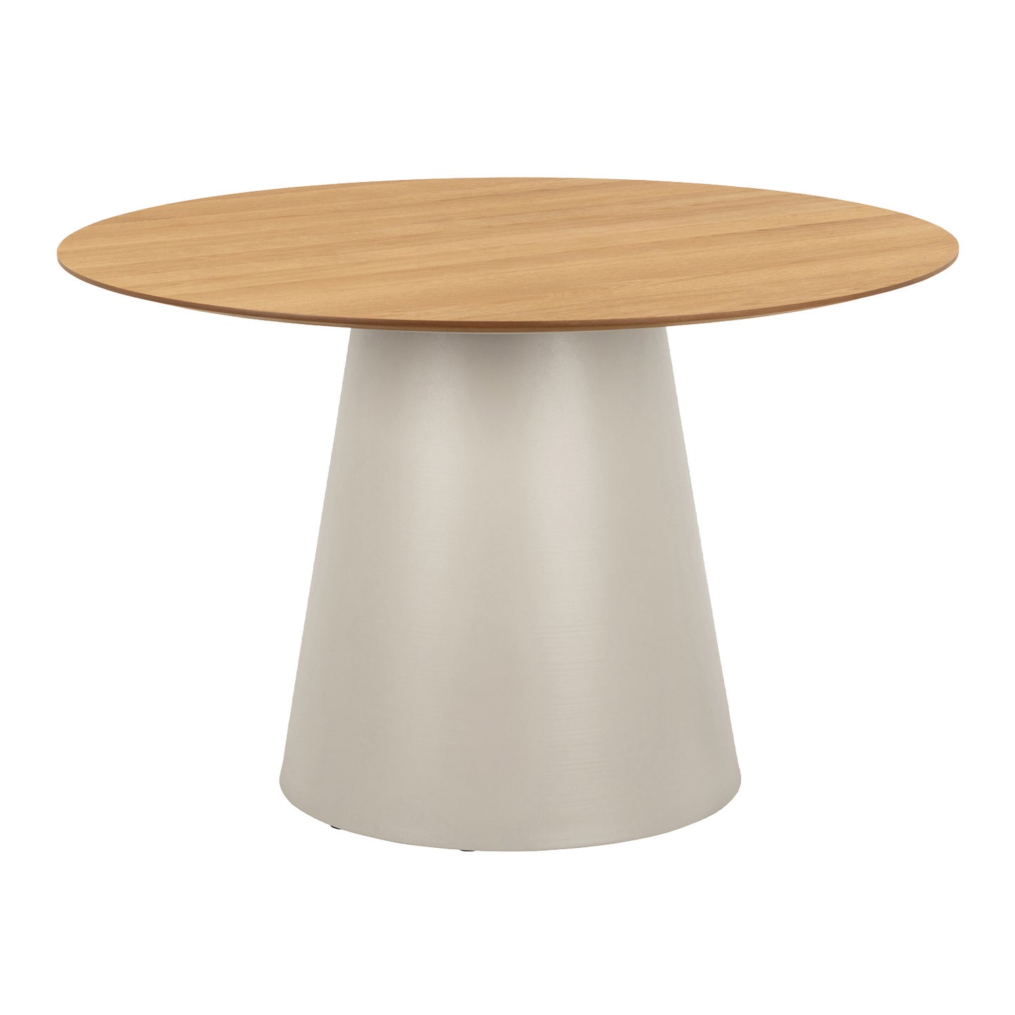 Bosco Dining Table Round Modern Steel Base & Wood Veneer - Natural Oak /Cashmere