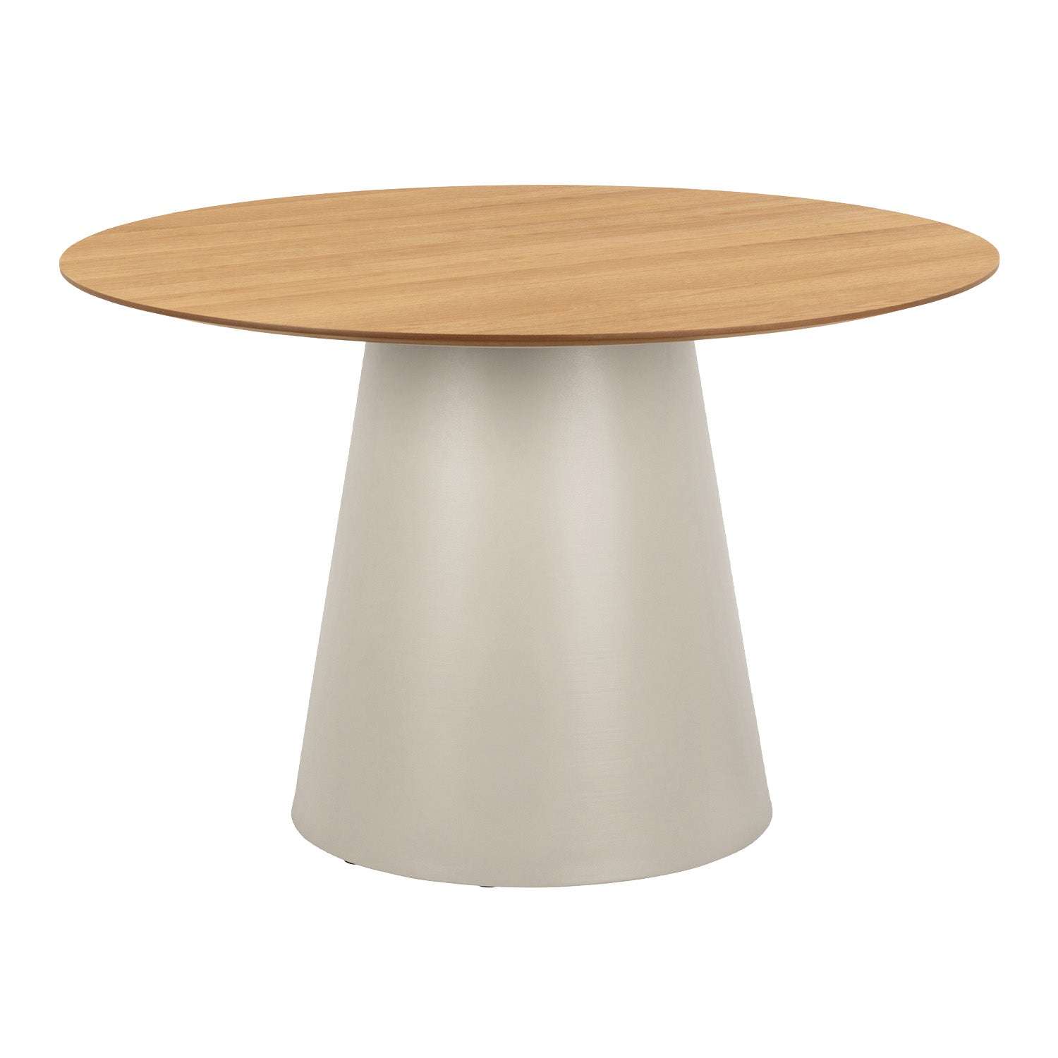 Bosco Dining Table Round Modern Steel Base & Wood Veneer - Natural Oak /Cashmere