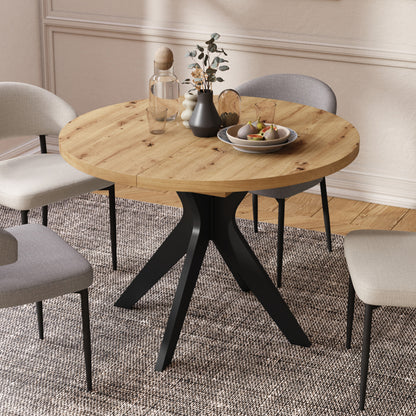 Renzo Extending Modern Dining Table – Artisan Oak / Black