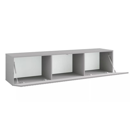 Joyce Wall Mounted TV Unit Modern Fluted Matt Finish 150cm - Arctic Grey