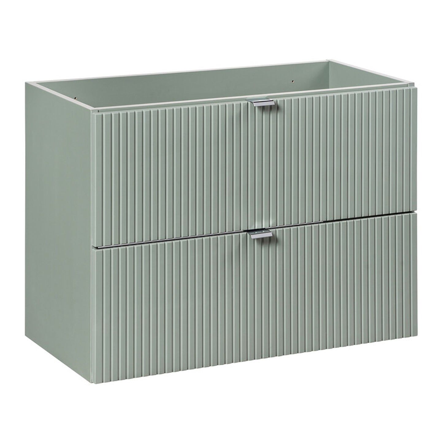 Line Reed 2 Drawer Bathroom Cabinet Vanity Unit 80cm with Worktop Basin - Sage