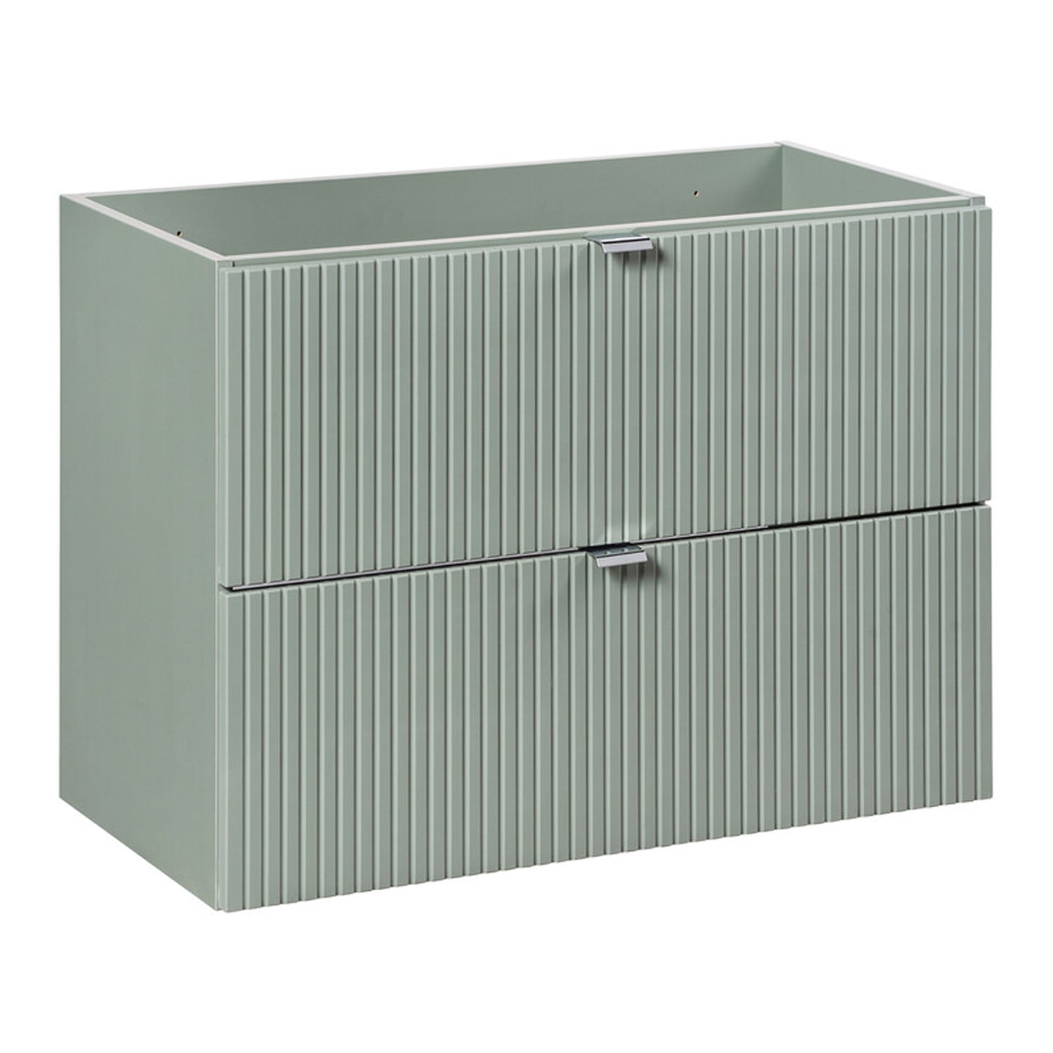 Line Reed 2 Drawer Bathroom Cabinet Vanity Unit 80cm with Worktop Basin - Sage