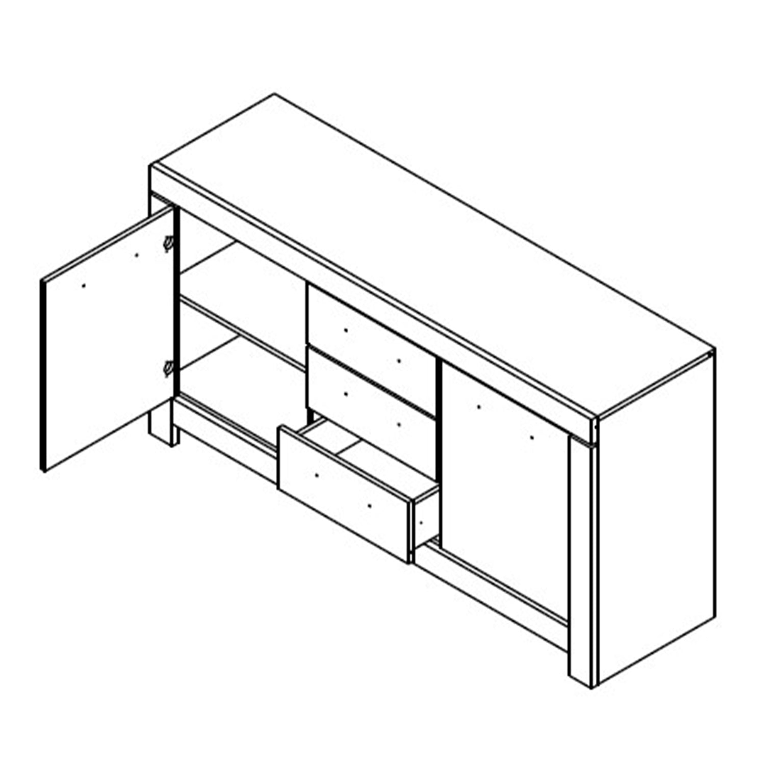 Belen Sideboard with 3 Drawers and Storages - Canyon Pine / Karabela Oak