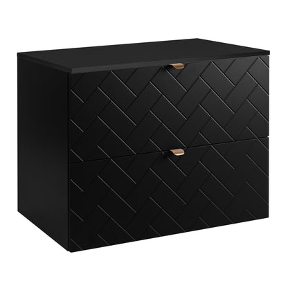 Trend Herringbone Pattern Door 80cm Bathroom Cabinet Vanity Unit with Worktop - Black