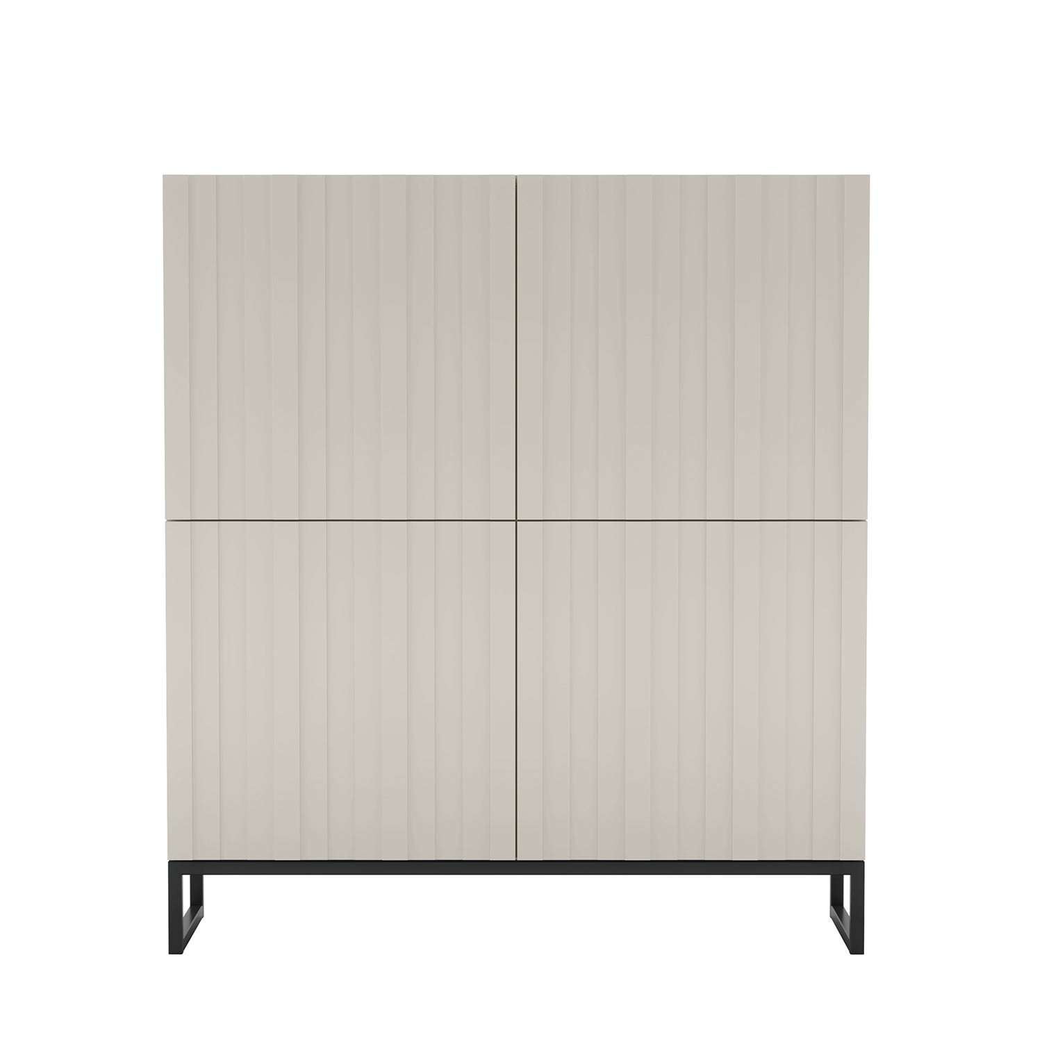 Elpis Glamour 4 Door Sideboard Push-to-Open Cabinet - Cashmere Matt / Black Frame