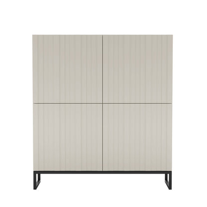 Elpis Glamour 4 Door Sideboard Push-to-Open Cabinet - Cashmere Matt / Black Frame