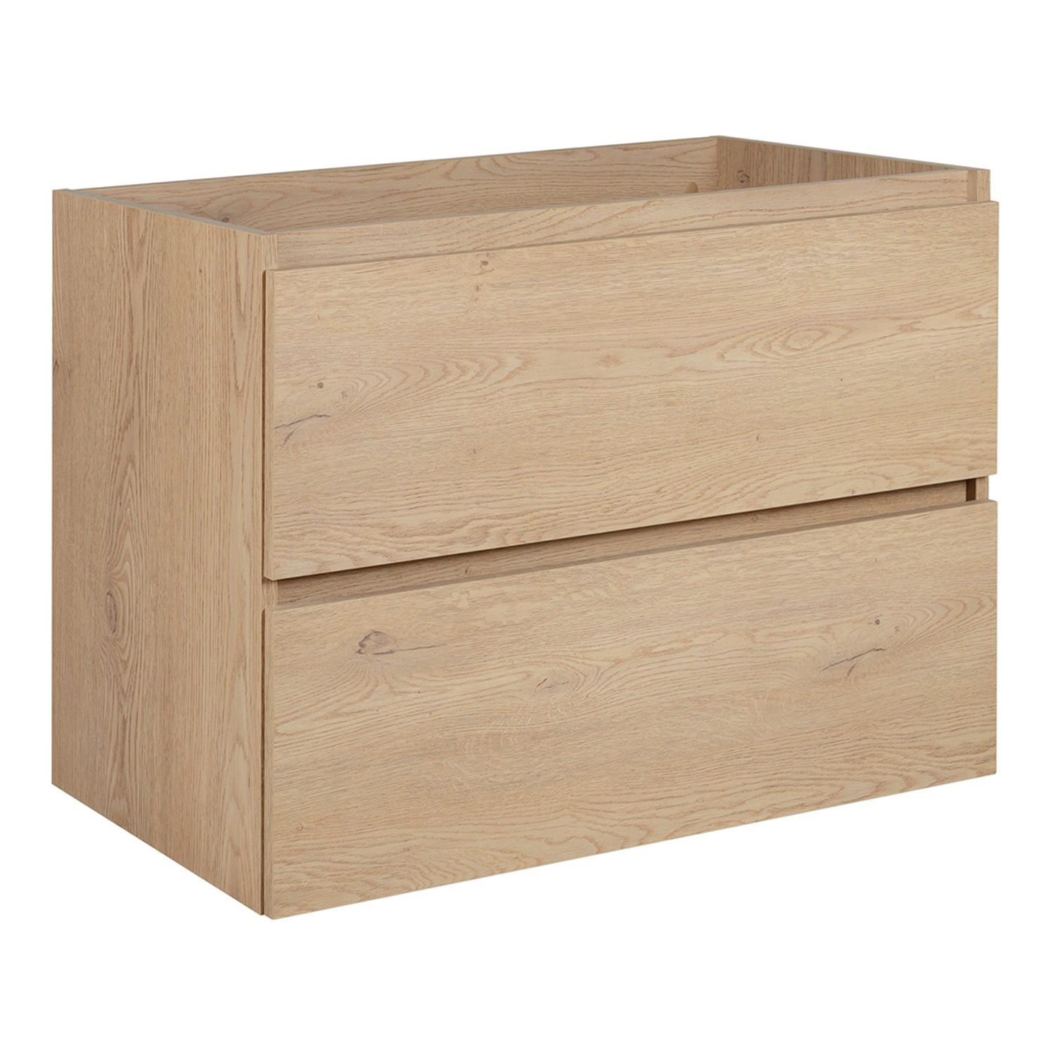 Simple Minimalist Bathroom Vanity Cabinet 80cm with Worktop Basin - Light Oak