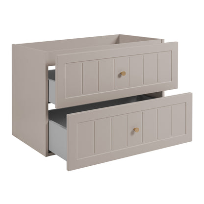 Gusto Scandi Style 2 Drawer Wall Cabinet Vanity Unit with Worktop 80cm - Cashmere