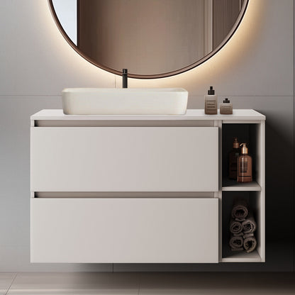 Simple Minimalist Bathroom Vanity Cabinet 100cm with Worktop Basin - Cashmere