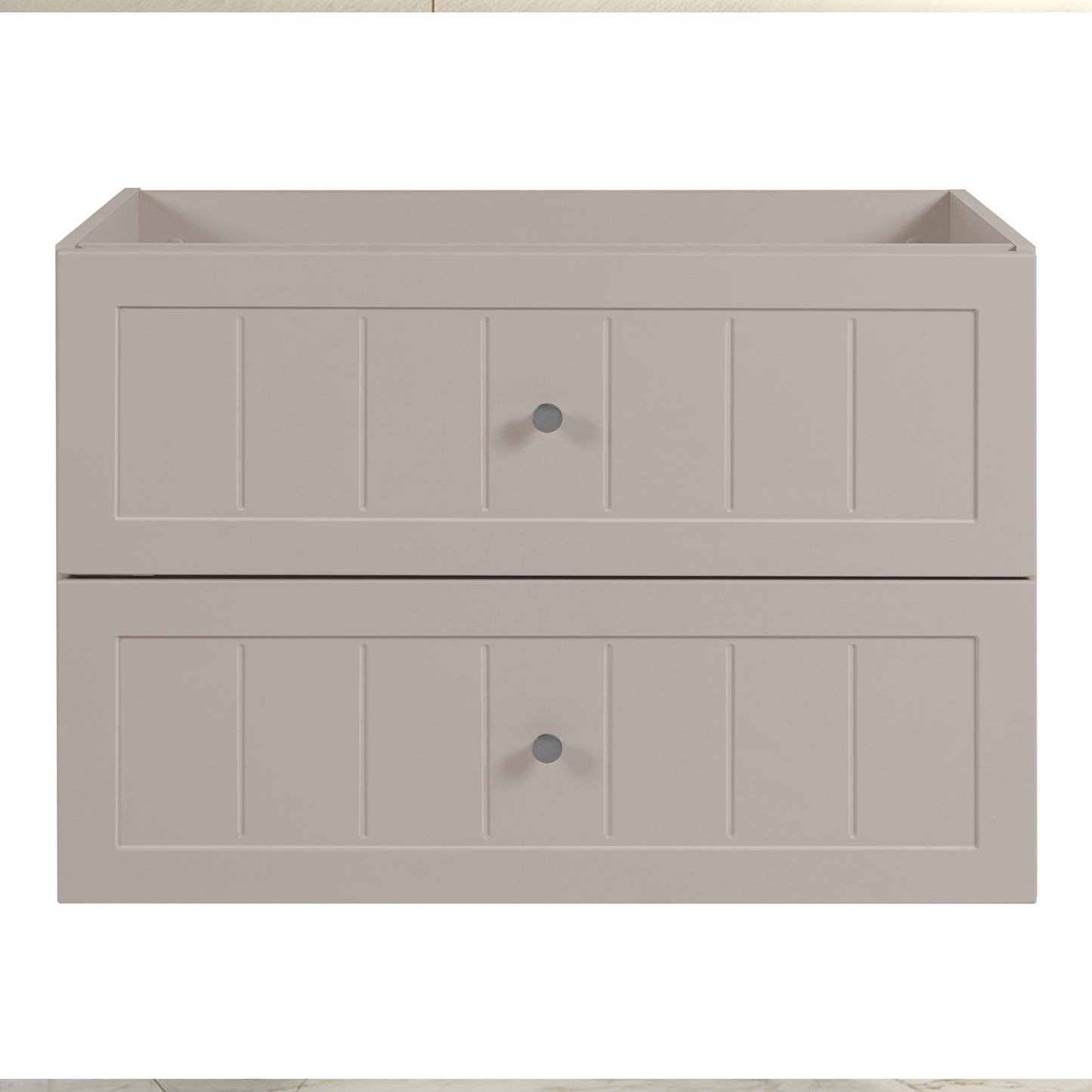Gusto Scandi Style 2 Drawer Wall Cabinet Vanity Unit with Worktop 80cm - Cashmere