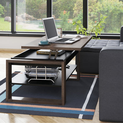 NUO Lift Top Coffee Table Contemporary Style - Brown Oak / Black Matt