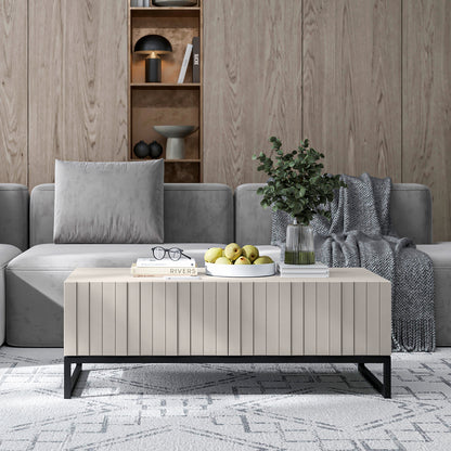 Elpis Glamour Coffee Table with Storage 110 cm - Cashmere Matt / Black Frame