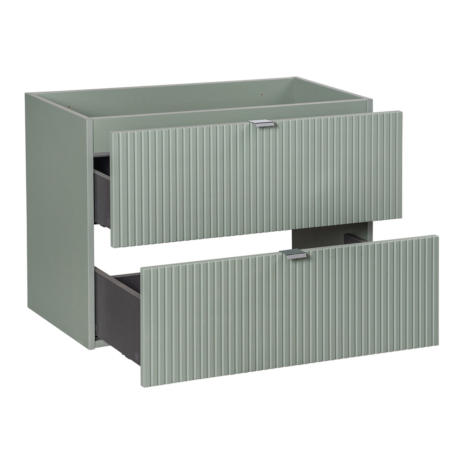 Line Reed 2 Drawer Bathroom Cabinet Vanity Unit 80cm with Worktop Basin - Sage