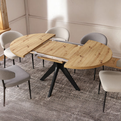 Renzo Extending Modern Dining Table – Artisan Oak / Black