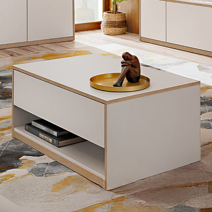 Complex Coffee Table with Drawer Modern Style - White