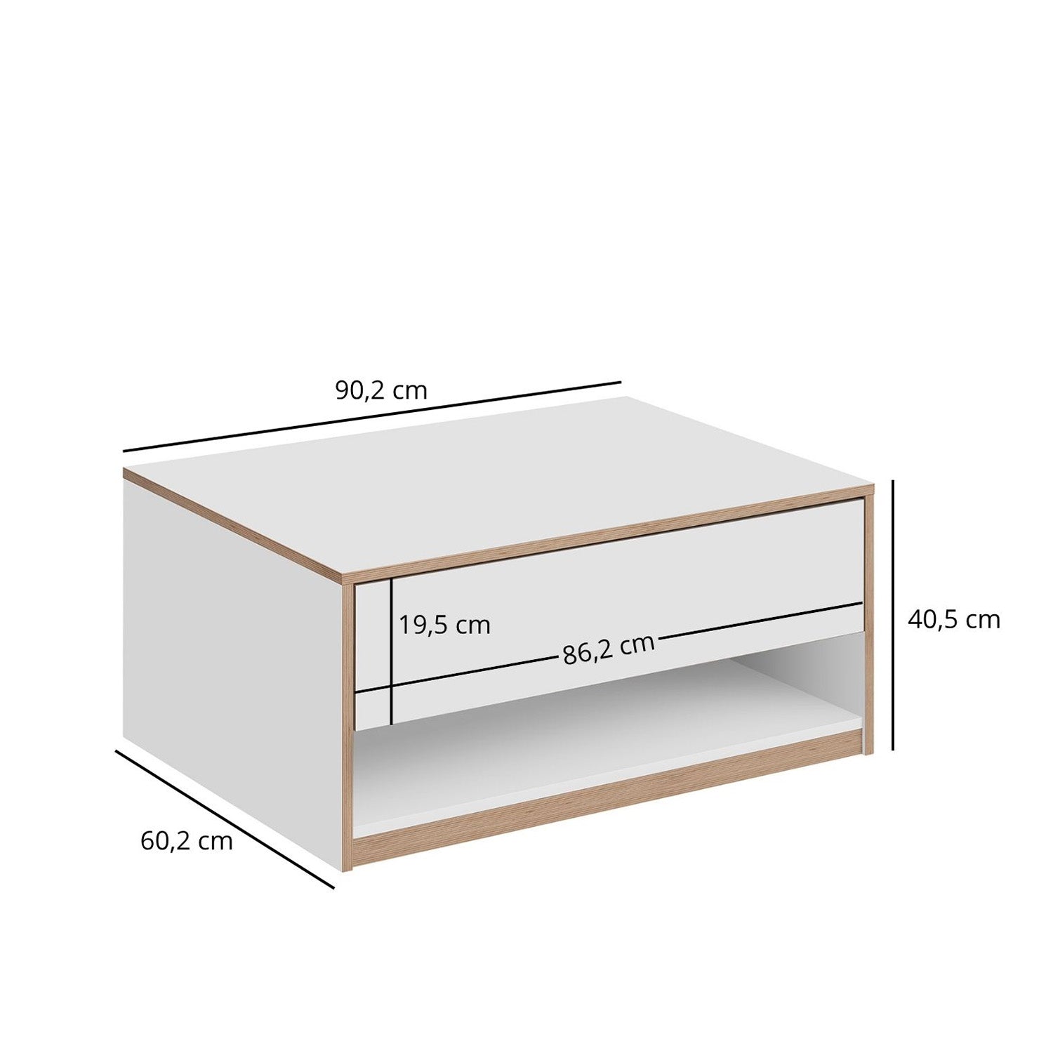 Complex Coffee Table with Drawer Modern Style - White