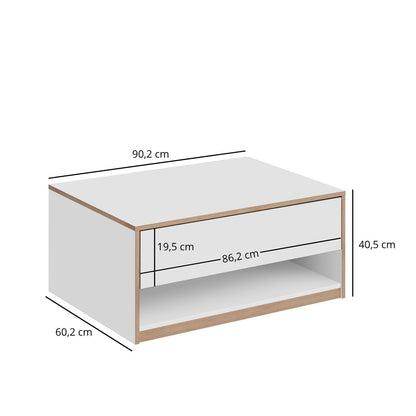 Complex Coffee Table with Drawer Modern Style - White
