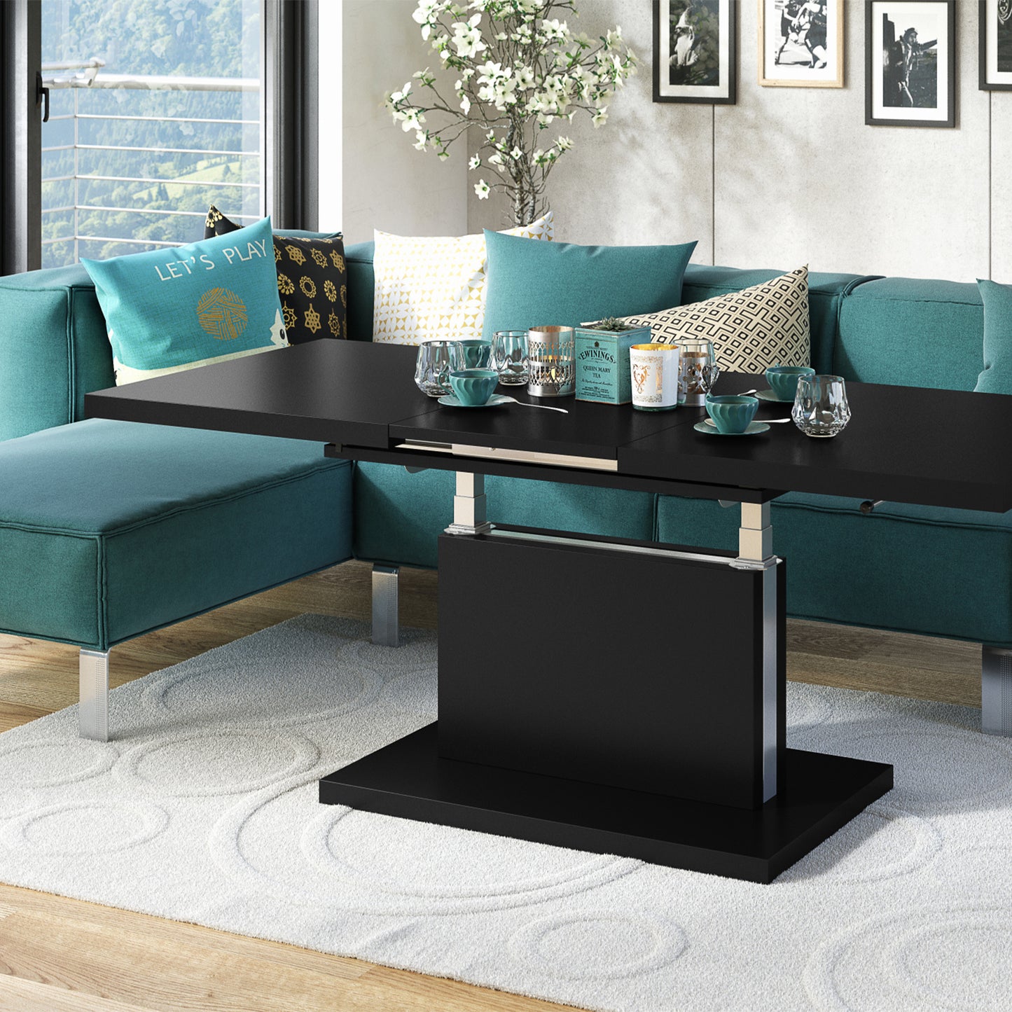 Astrid 70 - 2 in 1 Extending Coffee / Dining Table - Black Matt