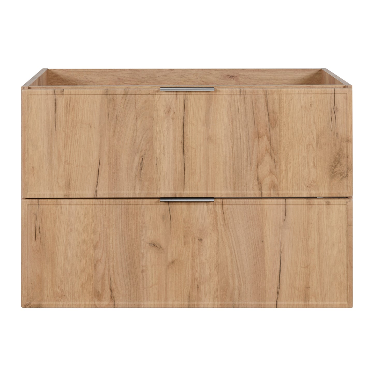 Simple Modern 2 Drawer Bathroom Cabinet Vanity Unit 80cm - Gold Craft Oak