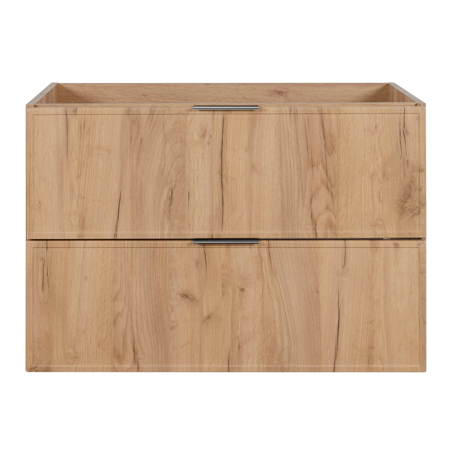 Simple Modern 2 Drawer Bathroom Cabinet Vanity Unit 80cm - Gold Craft Oak