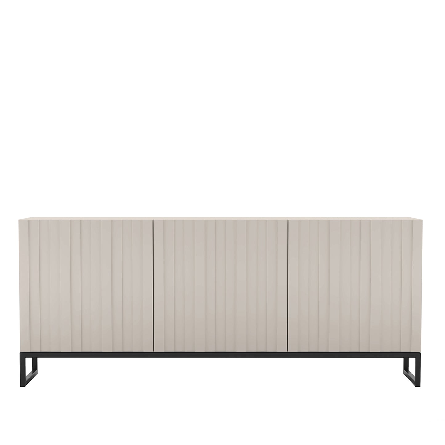 Elpis Glamour 3 Door Sideboard Push-to-Open Cabinet - Cashmere Matt / Black Frame