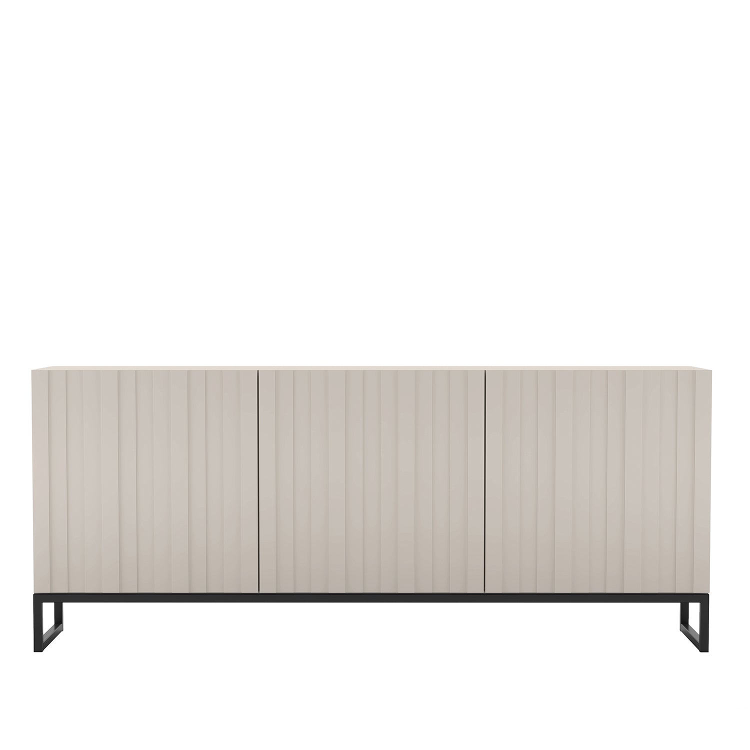 Elpis Glamour 3 Door Sideboard Push-to-Open Cabinet - Cashmere Matt / Black Frame