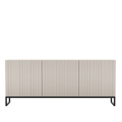 Elpis Glamour 3 Door Sideboard Push-to-Open Cabinet - Cashmere Matt / Black Frame