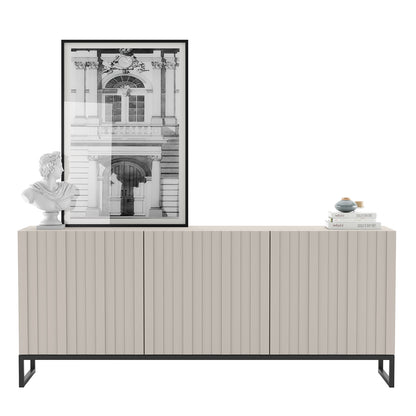Elpis Glamour 3 Door Sideboard Push-to-Open Cabinet - Cashmere Matt / Black Frame