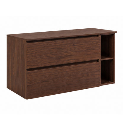 Simple Minimalist Bathroom Vanity Cabinet 100cm with Worktop Basin - Walnut