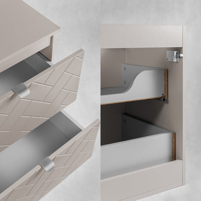 Trend Herringbone Pattern Door 80cm Bathroom Cabinet Vanity Unit with Worktop - Cashmere