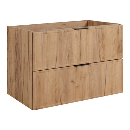 Simple Modern 2 Drawer Bathroom Cabinet Vanity Unit 80cm - Gold Craft Oak