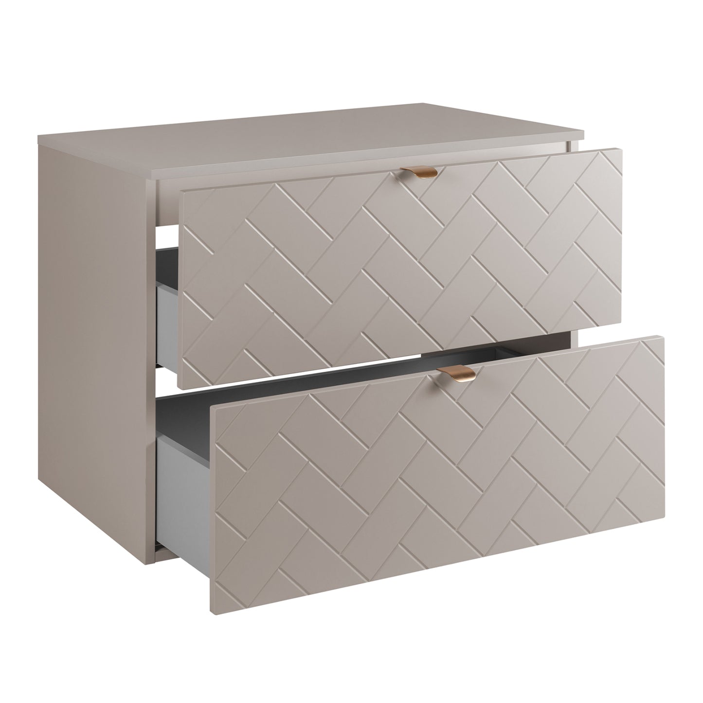 Trend Herringbone Pattern Door 80cm Bathroom Cabinet Vanity Unit with Worktop - Cashmere