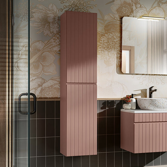 Iconic 2 Door Tall Wall Mounted Bathroom Cabinet - Rose