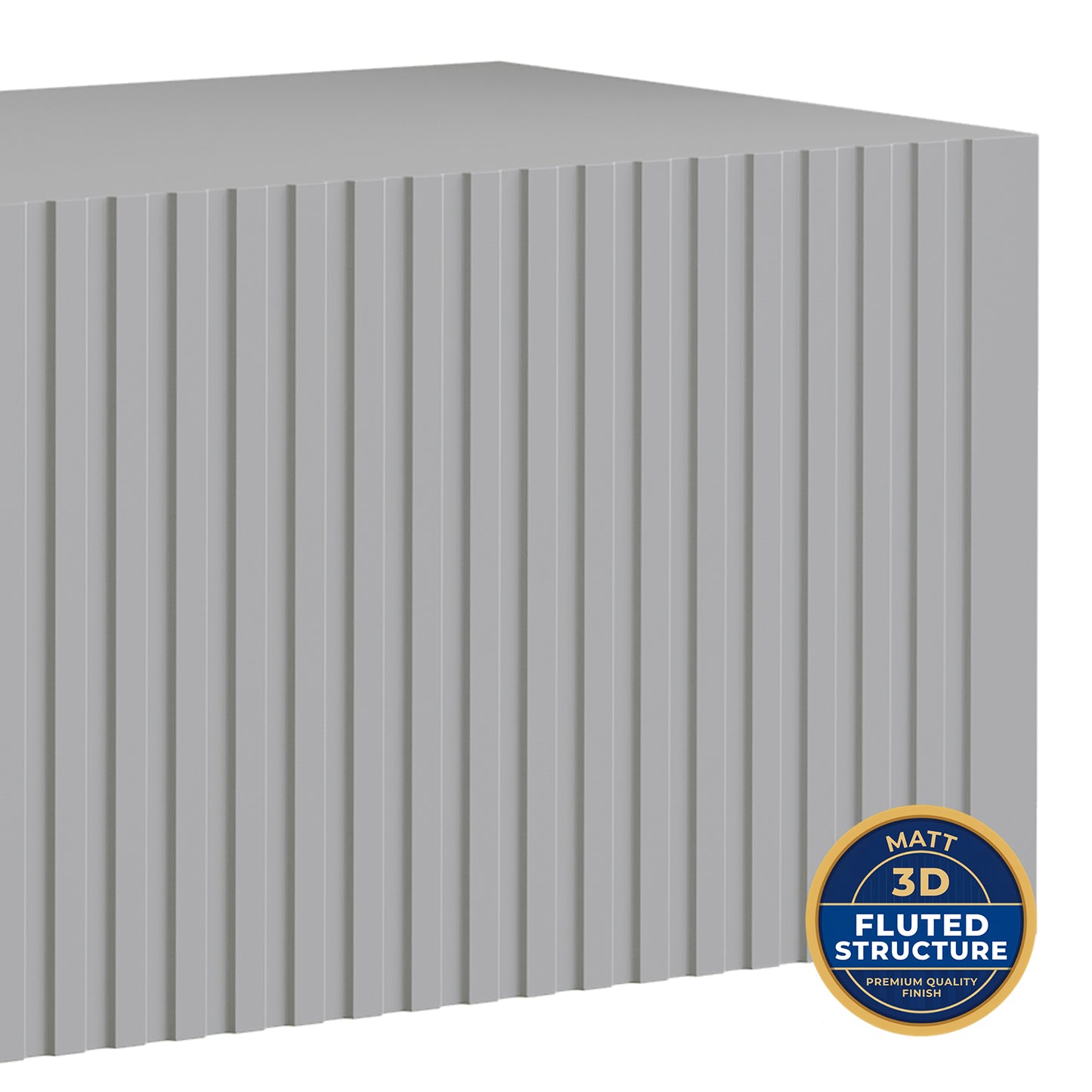 Joyce Wall Mounted TV Unit Modern Fluted Matt Finish 150cm - Arctic Grey