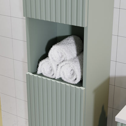 Line Reed 2 Door Tall Bathroom Cabinet - Sage